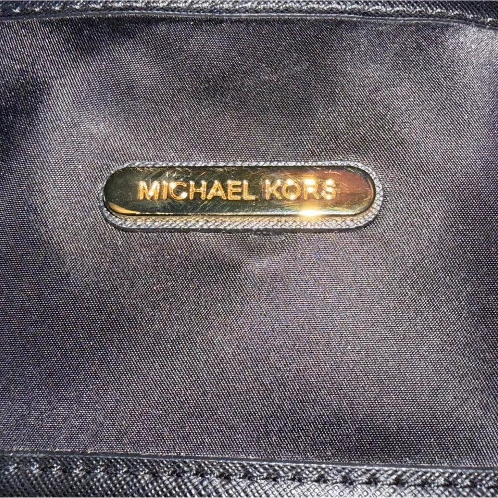SOLD! Michael Kors Black Nylon Tote Bag MK Charm Large Shoulder Work Bag - Picture 3 of 5